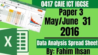 IGCSE ICT 0417P312016 May  June Spread sheet [upl. by Piwowar136]