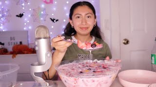 ASMRTrying Hwachae Korean Fruit Bowl 🍓🍉🫐 [upl. by Sidonia]