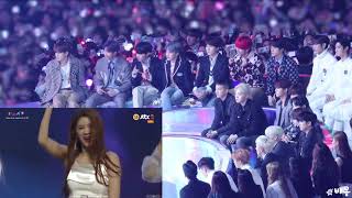 181201 BTS REACTION MOMOLAND BBOOM BBOOM IN MELON MUSIC AWARDS MMA2018 MelonMusicAwards [upl. by Ibby725]