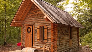 Log Cabin Building TIMELAPSE Built By ONE MAN Alone In The Forest [upl. by Nonac]