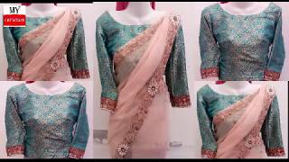 blouse cutting and stitching full tutorial  saree blouse cutting and stitching [upl. by Lipcombe]