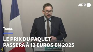 Tabac le prix du paquet passera à 12 euros en 2025 13 euros en 2026 ministre  AFP Extrait [upl. by Eyllom733]