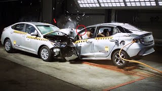 HYUNDAI VERNA VS AURA CRASH TEST 😱 SEE THE DIFFERENCE OF BUILD QUALITY  GLOBAL NCAP [upl. by Narual326]