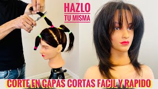 Corte en Capas Cortas Facil y Rapido Hazlo Tu Misma [upl. by Melvina]