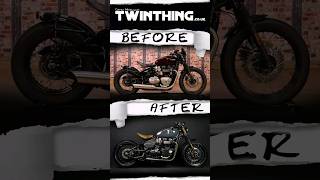 TWINTHING CUSTOM MOTORCYCLE TRIUMPH BOBBER TRANSFORMATION custommotorbike exploreontwowheels [upl. by Haidebej]