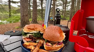 Burgers and fries cooking inside the Coleman Skyshade™ 8 x 8 ft Screen Dome [upl. by Howlond]