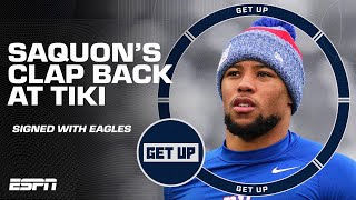 Saquon Barkley CLAPPED BACK at Tiki Barber for saying Youre dead to us 😳  Get Up [upl. by Dorrehs288]