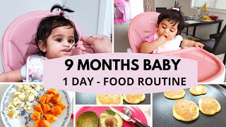 9 MONTHS BABY  1 DAY  FOOD ROUTINE   BREAKFAST LUNCH DINNER babyfood [upl. by Moreen]