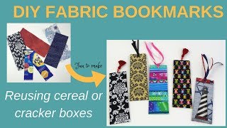 Make fabric bookmarks reusing cereal boxes no sewing [upl. by Scriven]