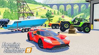 REPOING LUXURY CARS amp BOATS 300000 6X6 RAPTOR 27 EVERGLADE  ROLEPLAY  FARMING SIMULATOR 2019 [upl. by Phillane]