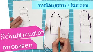 Schnittmuster in der Länge anpassen  Oberteil verlängern oder kürzen Anleitung  mommymade [upl. by Juakn]