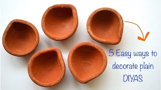 DIWALI DECOR DIY SERIES 2017 I 5 DIYA PAINTING IDEAS I VERY EASY I Ankinish creations [upl. by Nima]