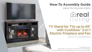 Real Living™ TV Stand with Electric Fireplace and Fan  HowTo Assembly Guide [upl. by Odnumyer]