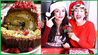 TRONCHETTO DI NATALE SENZA BURRO e SENZA LATTE  Healthy Christmas Chocolate Cake  Carlitadolce [upl. by Bluefarb]