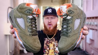 DONT BUY THE AIR JORDAN 5 OLIVE SNEAKERS WITHOUT WATCHING THIS Early In Hand Review [upl. by Portuna]