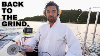 GRINDING FIBERGLASS INSIDE THE BOAT IS NEVER FUN…  Sailing NZ pt 2 [upl. by Arta]