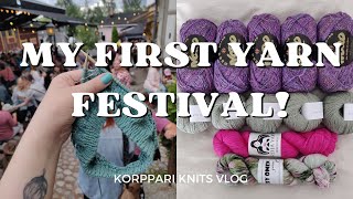 Korppari Knits Vlog Visiting Jyväskylä Knit Fest My First Yarn Festival [upl. by Eta208]