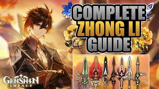 ZHONGLI  COMPLETE GUIDE  4★5★ Weapons Artifacts Builds amp Comp Showcase  Genshin Impact [upl. by Luigino]