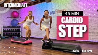 45 Min Cardio Step Aerobics  Intermediate Step 396  130 BPM [upl. by Eshelman777]