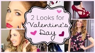 ♥ 2 Valentines Day Looks  Makeup Hair amp Outfit Ideas ♥ All Things Hair [upl. by Semmes]