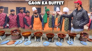 BUFFET IN VILLAGE OF PAKISTAN  Saag Desi Chicken Achar Gosht Paya amp 10 Dishes [upl. by Sivert]