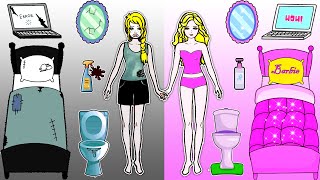 Paper Dolls Dress Up  Barbies New Home Handmade Paper Craft  Woa Doll Channel [upl. by Susann794]