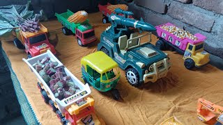 Tata Truck Accident Big Hole Highway Pulling Out Two Jcb 3dx  HMT Tractor  Cartoon video  CS Toy [upl. by Reeva]