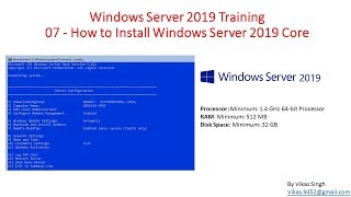 Windows Server 2019 Training 07  How to Install Windows Server 2019 Core [upl. by Josee]