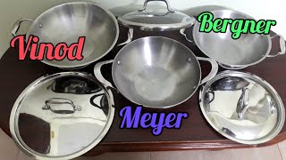 Meyer Vs Bergner Vs VinodComparison of Stainless Steel Cookwares in IndiaNickel in SS kadaiBest 1 [upl. by Avilys]