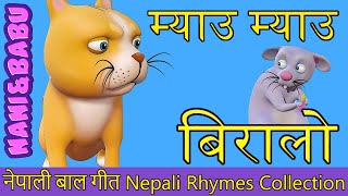 Meow Meow Biralo  Myau Myau Biralo  Nepali Rhymes Collection  लोक प्रिय नेपाली बाल गीत [upl. by Dumm]