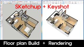 SketchupKeyshot Floor Plan Build Easy to follow 스케치업 아이소 연습 [upl. by Joslyn989]