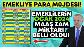 OCAK 2024 EMEKLİ MAAŞI ZAM MİKTARI AÇIKLANDI SSK BAĞKUR DİKKAT [upl. by Adnilreh]