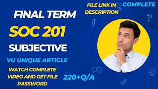 SOC 201 Final Term Preparation 2024  Most Important amp Frequently asked Subjective SOC201 Fall 2023 [upl. by Skees595]