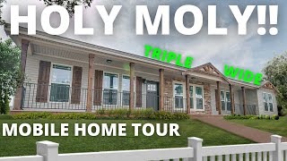 BASICALLY 3 SINGLE WIDES PUT TOGETHER MASSIVE triple wide mobile home Home Tour [upl. by Aehtrod]