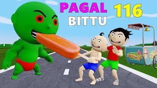 Pagal Bittu Sittu 116  Garmi Mein Ice Cream  Bittu Sittu Toons  Desi Comedy Video Cartoon Comedy [upl. by Aholla]