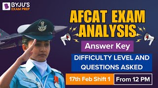 AFCAT 1 2024 Exam Analysis  17th Feb 1st Shift  AFCAT Analysis 2024  AFCAT Exam Answer key [upl. by Nitsrek339]