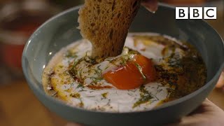 Nigellas dreamy Turkish Poached Eggs  BBC [upl. by Alenoel928]