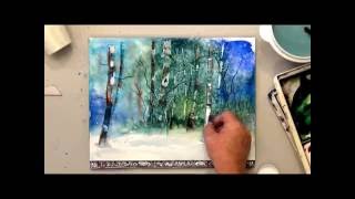 How To Scrape Watercolor Birch Trees  Easy Watercolor Technique for Watercolor Landscapes [upl. by Yetta]