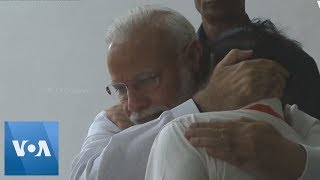 Indian PM Modi Consoles Scientists After MoonLander Loses Contact [upl. by Litnahs]