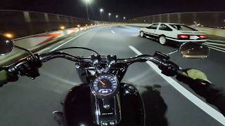 Harley Davidson Fat Boy Tokyo Night Ride exhaust sound [upl. by Nikolai]