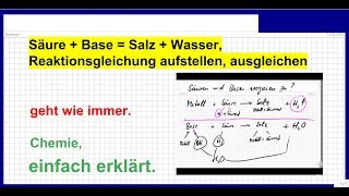 Säuren  Basen  Salze  Wasser Reaktionsgleichung aufstellen ausgleichen Chemie [upl. by Kerns]