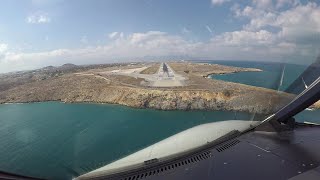 Heraklion Crete Island Approach along the beaches and landing on runway 27 HERLGIR Cockpit view [upl. by Honebein]