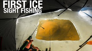 The Best Way To Ice Fish Sight Fishing In Shallow Water [upl. by Yanrahs]