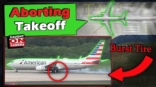 TIRE EXPLODES ON TAKEOFF  American Rejected Takeoff at Tampa [upl. by Ahsilram]