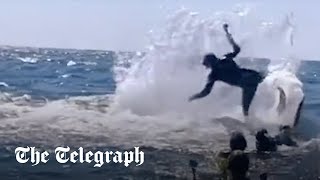 Humpback whale throws snorkeller into the air [upl. by Seiter]