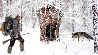 Spending the Night in a Log Cabin During a Snowstorm Cozy Tree House City Escape [upl. by Lordan]