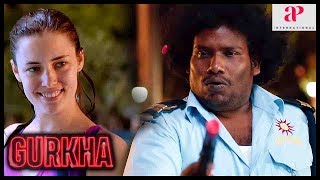 Gurkha Movie Scenes  Elyssa Erhardt intro  Raj Bharath plans to take Elyssa as hostage  Yogi Babu [upl. by Mccormac]