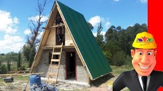 CASA CABAÑA ALPINA 2015 36 METROS CUADRADOSTRONCO MADERA LADRILLOS Aframe house [upl. by Andeee]