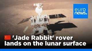 China moon landing video Jade Rabbit rover softlands on lunar surface  euronews 🇬🇧 [upl. by Arlette]