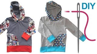 Sweatshirt nähen für Anfänger – DIY Sweatshirt mit Kapuze quotJACOBquot [upl. by Brogle]